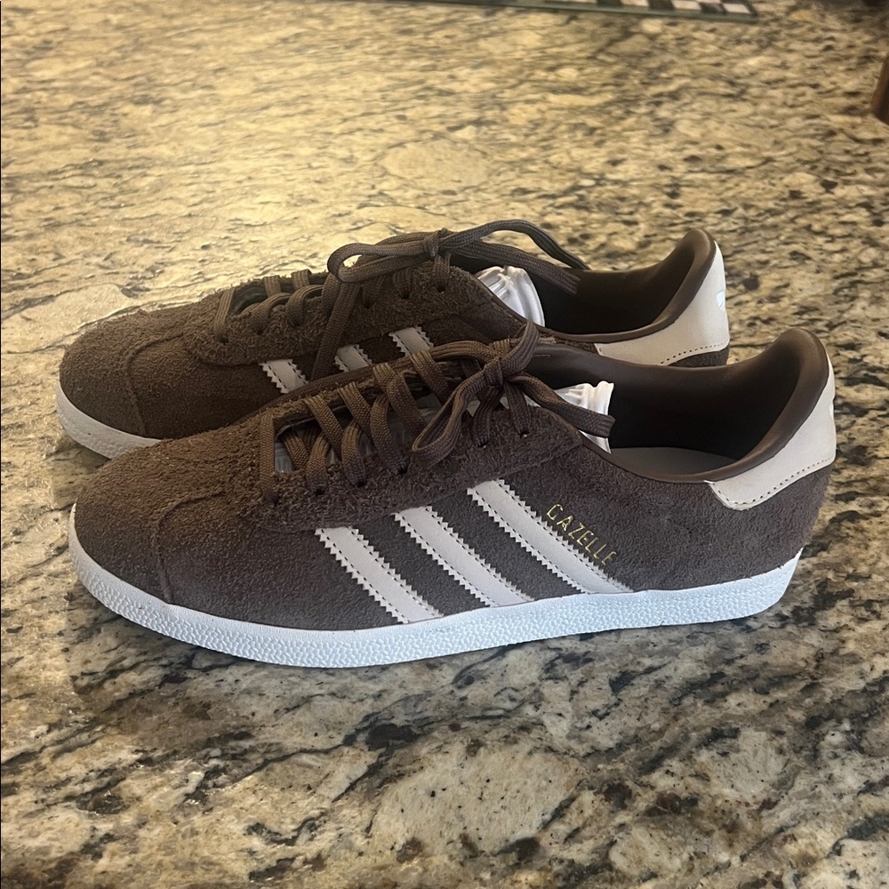 adidas Gazelle Brown and White Suede Sneakers